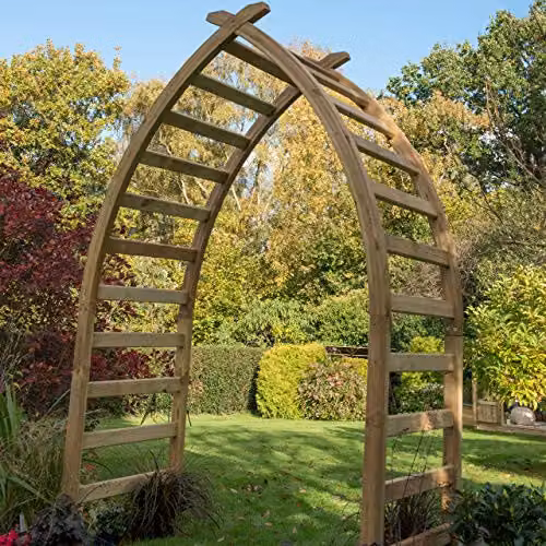 Forest Garden Whitby Arch Brown Pressure Treated Wood Trellis Support, H: 140 cm, W: 76 cm – 2