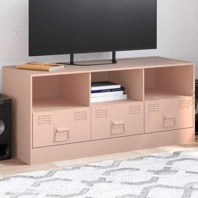 Berkfield Home Modern Pink Metal TV Cabinet W/D/H: 99 x 39 x 44 cm