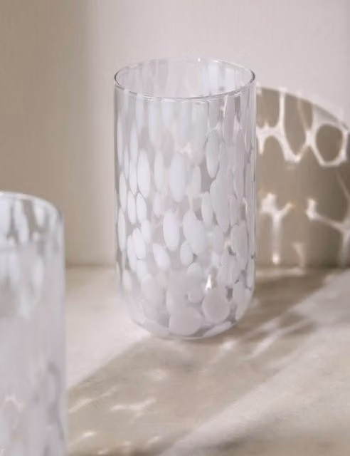 M&S Set of 2 White Speckled Hi Ball Tumbler Glasses