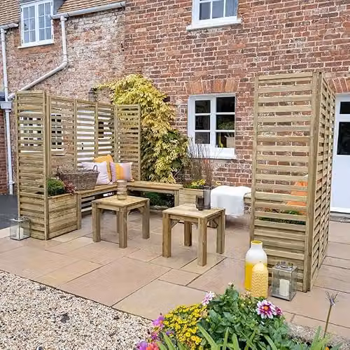 Forest Garden Modular Garden Seating Set in Brown Treated Hardwood with Cushions Included – 2