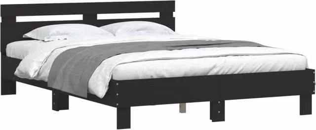 Berkfield Home King Size Bed Frame with LED Under-Bed Lighting in Black, W/D/H: 150 x 200 x 155 cm