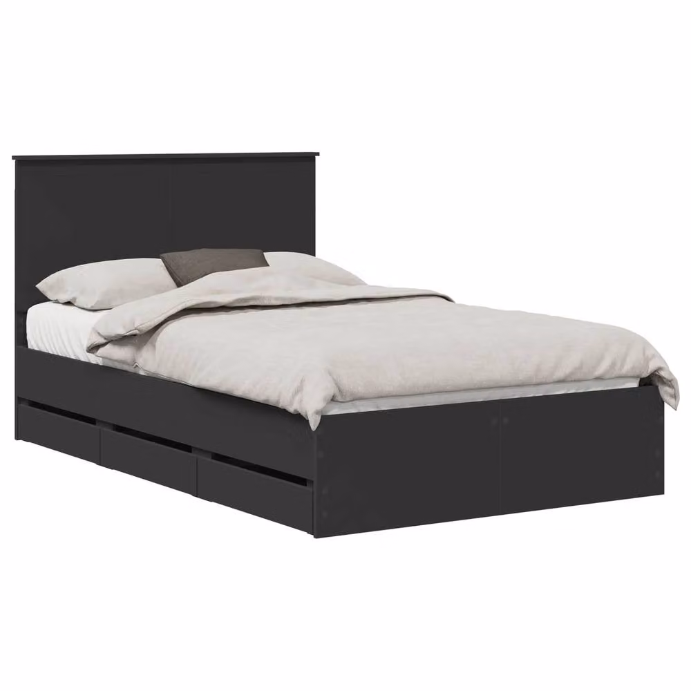 Berkfield Home Modern Bed Frame with Drawers in Black, Engineered Wood, W: 120 cm, L: 190 cm – 2