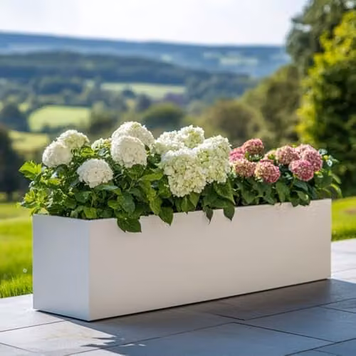 Tulipy Galvanised Steel Trough Planter, Matte White, L120 x W40 x H40 cm – 2