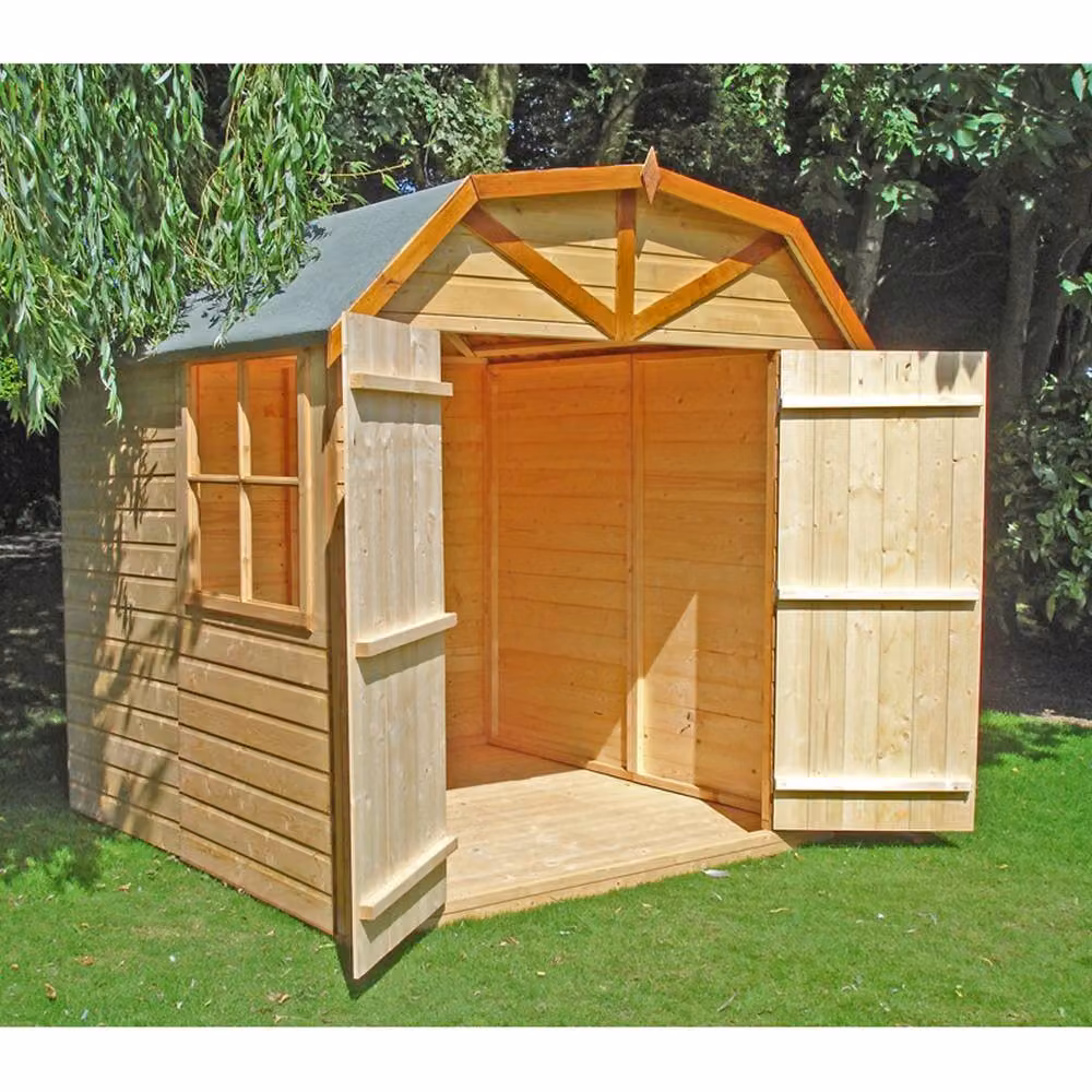 Shires Barn Tongue and Groove Garden Shed Workshop with Double Doors and Window in Beige – 2