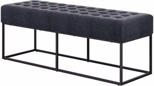 LPD Boden Chenille Fabric and Metal Bench in Grey and Matte Black, W120 x D41 x H46 cm – 2