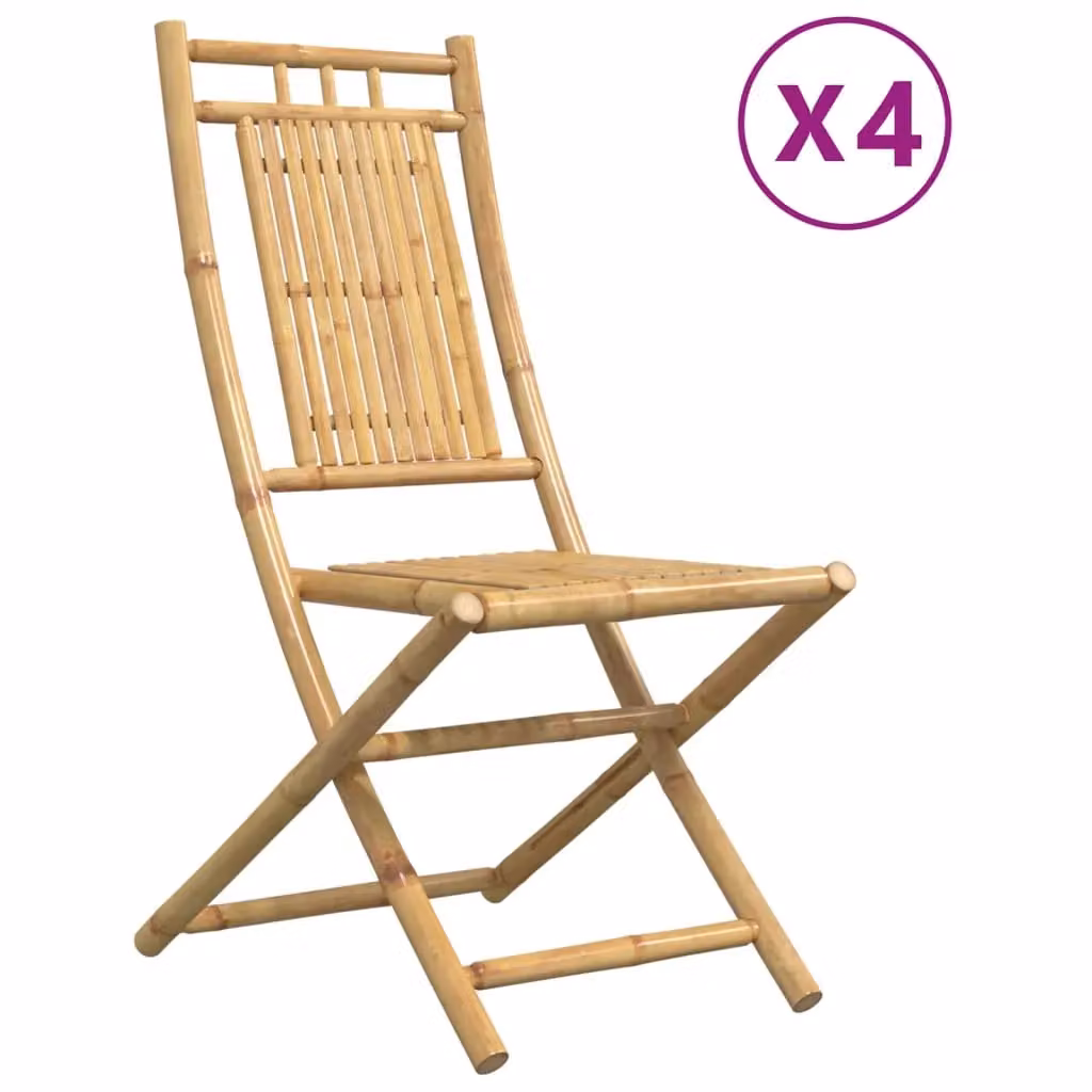 Berkfield Home Set of 4 Folding Bamboo Garden Chairs in Brown, W/D/H: 46 x 66 x 99 cm – 2