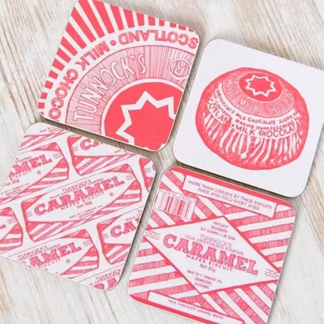 Gillian Kyle Red Square Coasters Set of 4