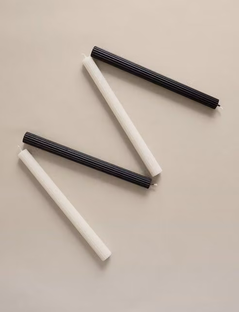 M&S Set of 4 Mono Dinner Candles in White