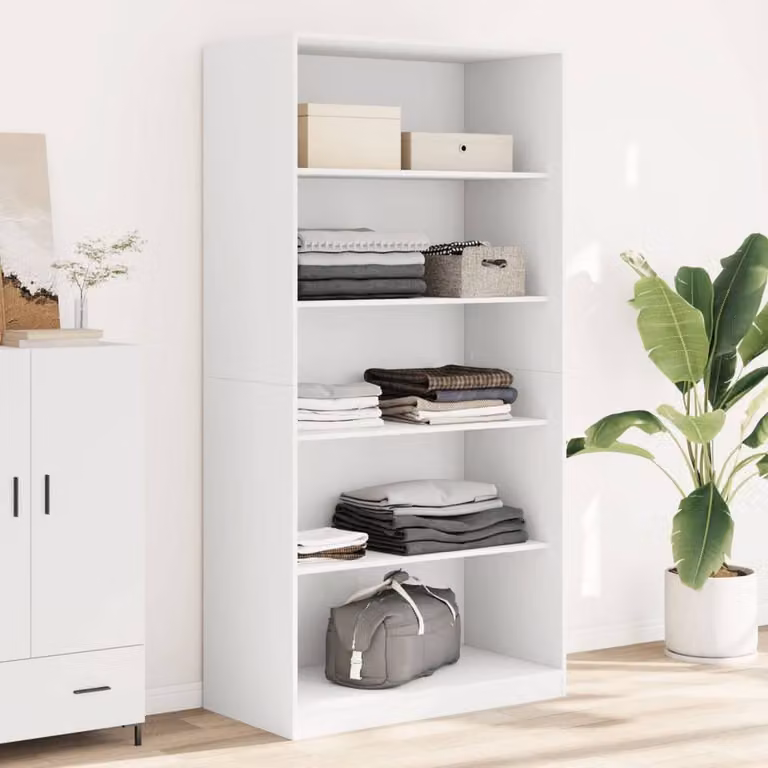 Berkfield Home White Minimalist Wardrobe in Engineered Wood W/D/H: 100 x 50 x 200 cm