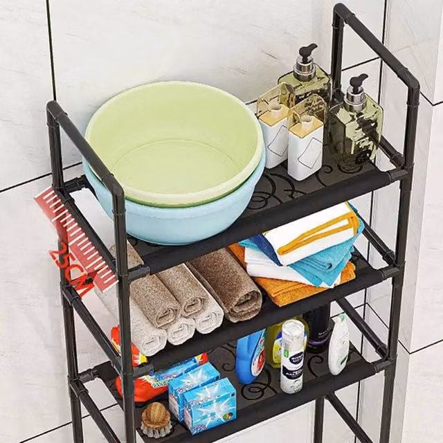 VOGREX 3-Tier Over-Toilet Bathroom Storage Shelf Organizer in Matt Black