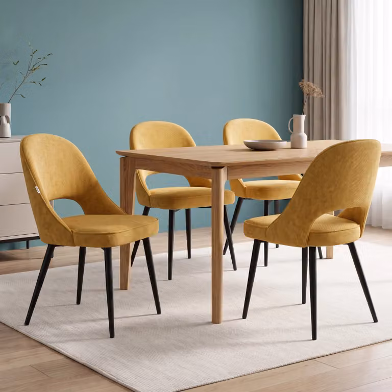 DHS Modern Velvet Dining Chairs Set of 4 in Green or Yellow