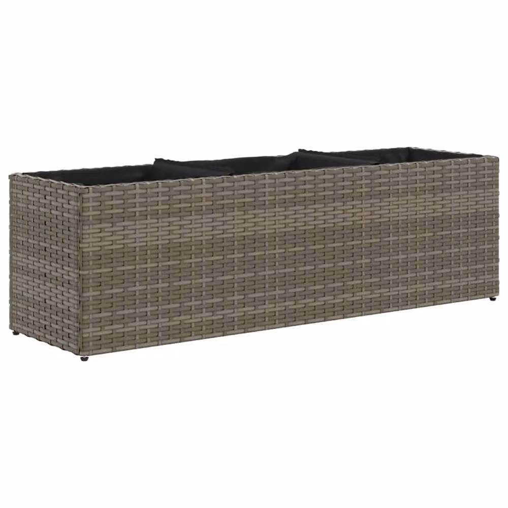 Berkfield Home Garden Planter with 3 Pots, Grey Poly Rattan, W/D/H: 105 x 30 x 32 cm – 2