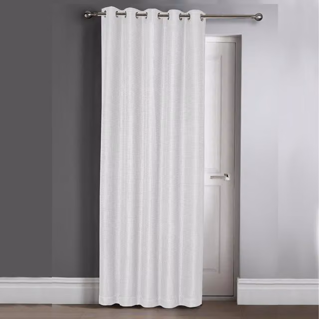Velosso Classic White Blackout Fabric Door Panel Curtain with Eyelets