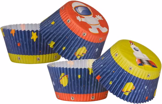 Orsina 40 Piece Large Cupcake Cases with Space Design, Stars and Planets, Multicolour – 1
