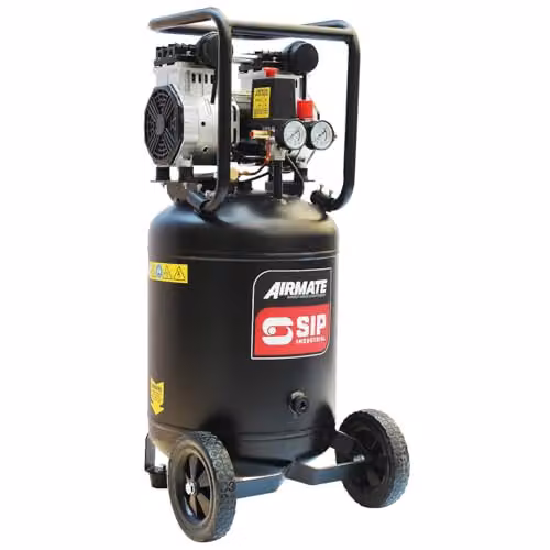 SIP Airmate Vertical 50L Oil-Free Direct Drive Air Compressor, 2hp, 116psi, 8Bar, Low Noise 62dB, Black – 1