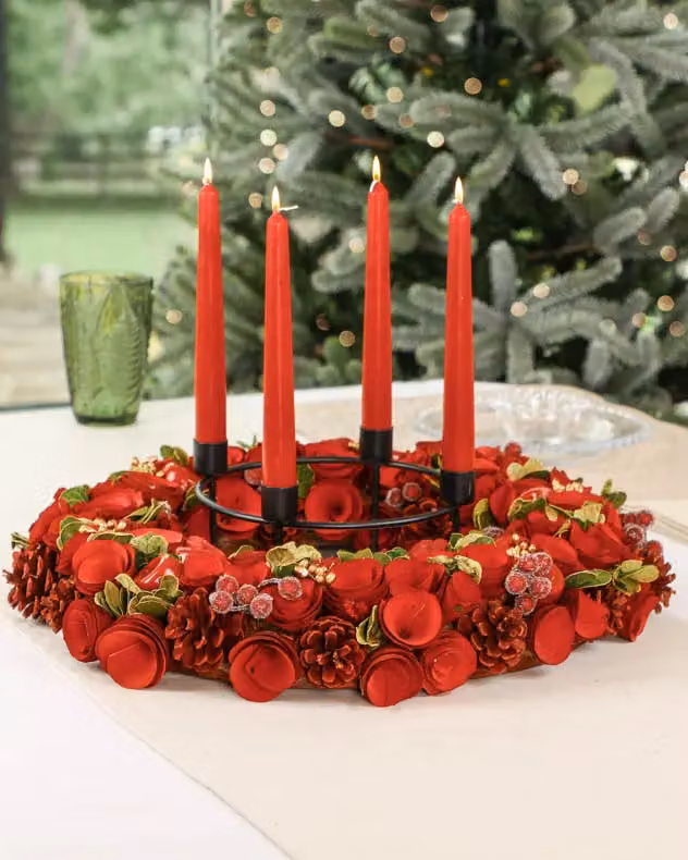 Dibor Red Rose Floral Hanging Wreath, Diameter: 42 cm – 4
