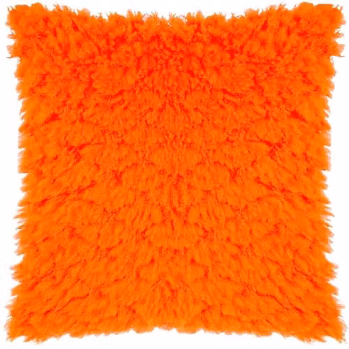 Heya Home Fluff Ball Faux Fur Cushion in Orange, W/D/H: 45 x 45 x 45 cm
