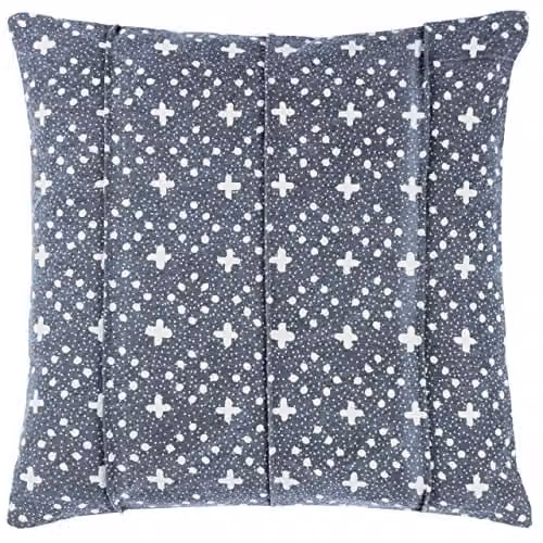 Riva Home Organic Woven Square Cotton Cushion with Removable Cover, Blue, W/D/H: 50 x 50 x 50 cm