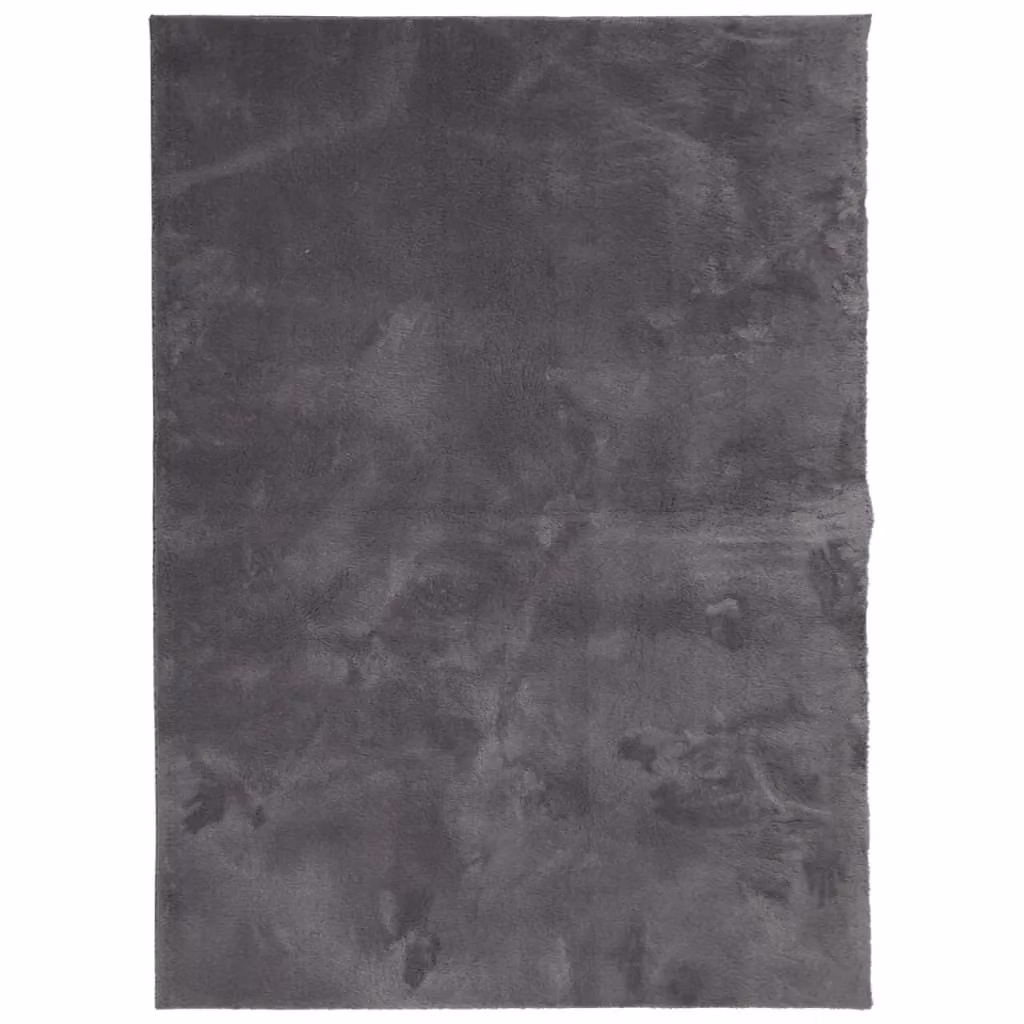 Berkfield Home Round Short Pile Soft and Washable Rug in Anthracite Black, Diameter: 100 cm – 1
