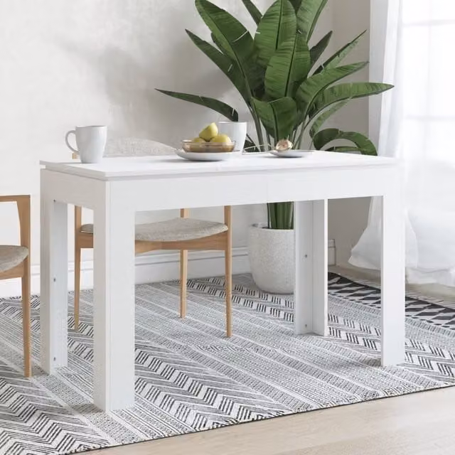 Berkfield Home White Modern Rectangular Dining Table in Matt MDF, W/D/H: 120 x 60 x 76 cm