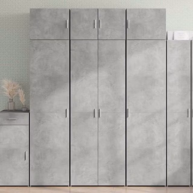 Berkfield Home Freestanding Storage Cabinet in Concrete Grey, W/D/H: 70 x 42.5 x 225 cm