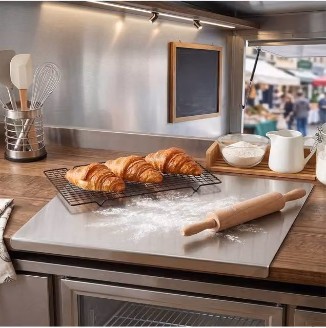 Living and Home Stainless Steel Rectangular Counter Edge Chopping Board in Silver, W: 40 cm, D: 30 cm