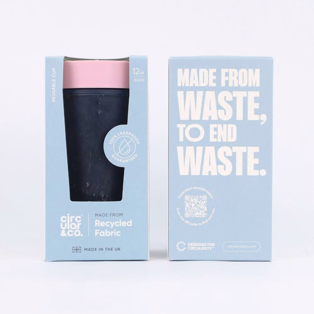 Circular & Co Reusable Coffee Cup Made from Fabric Waste in Dusty Pink, 355 ml – 2