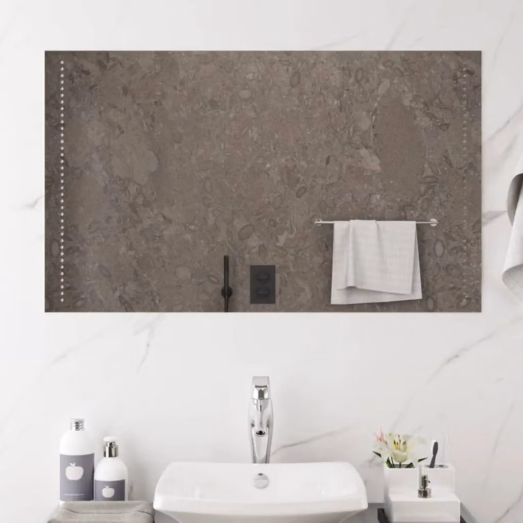 Berkfield Home LED Rectangular Wall Mounted Bathroom Mirror in Clear, W: 100 cm, H: 60 cm – 3