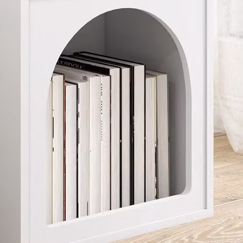 HOMCOM Modern White Bedside Table with 2 Open Compartments, W/D/H: 40 x 30 x 60 cm – 4