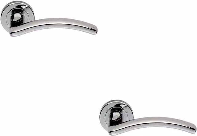 Loops 2x Pair Oval Arched Bar Lever on Round Rose Concealed Fix Bathroom Handles in Polished Chrome