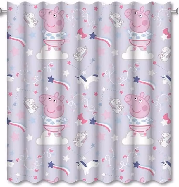 Peppa Pig Microfibre Sleepy Curtains, Pack of 2, Purple with Stars