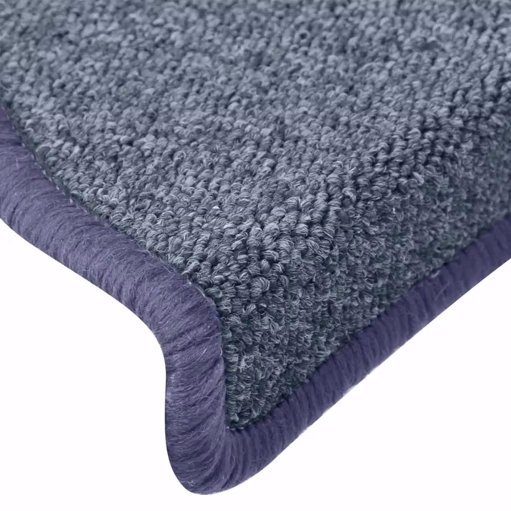 Berkfield Home Self-Adhesive Carpet Stair Treads, 15 Pieces, Dark Grey and Blue, W: 65 cm, D: 24 cm, H: 4 cm – 3