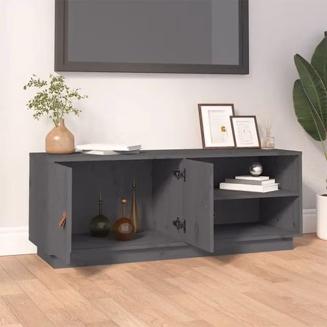 Berkfield Home Grey Solid Wood Pine TV Cabinet W/D/H: 105 x 34 x 40 cm – 1
