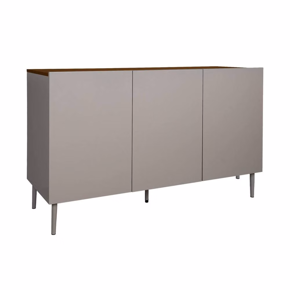sweeek Modern 3-Door Sideboard in Grey and Walnut with Metal and MDF Construction, W: 120 cm – 2