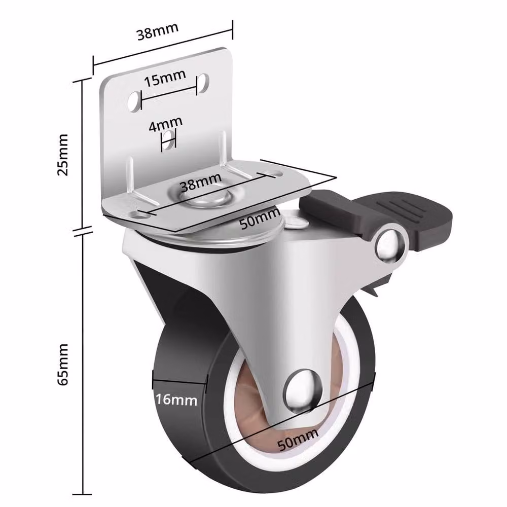 NESTLUNE 4-Piece Silver Rubber Swivel Caster Wheels with 360 Degree Rotation – 2