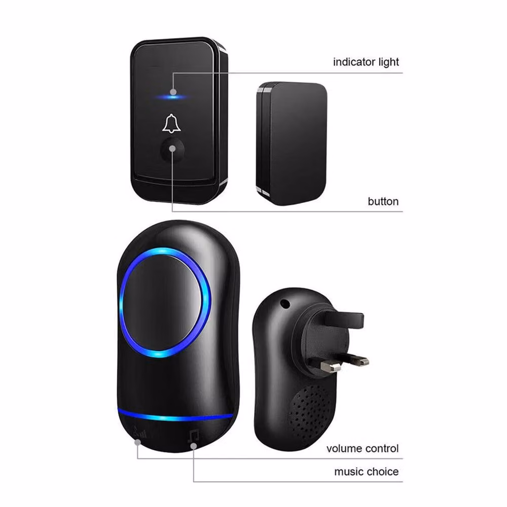 Nordara Wireless Doorbell Set with 1 Doorbell and 1 Receiver, Black, W: 1000 mm x H: 400 mm – 3