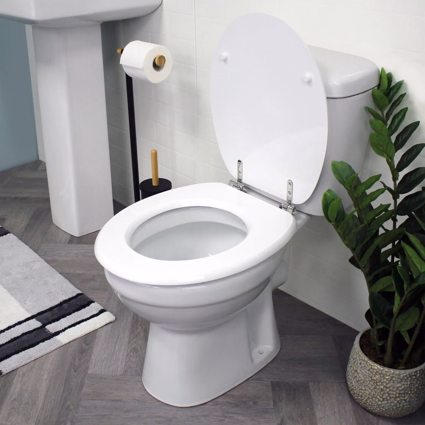 Showerdrape Oxford Mahogany Wooden Toilet Seat in White – 2