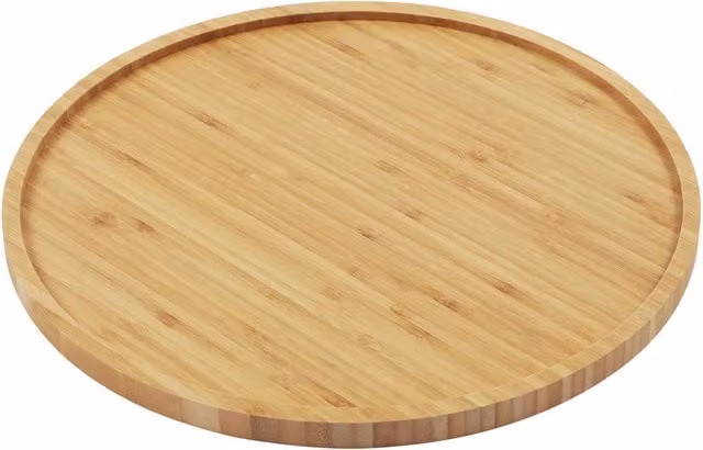 Eden & Willow Round Solid Bamboo Serving Tray in Brown