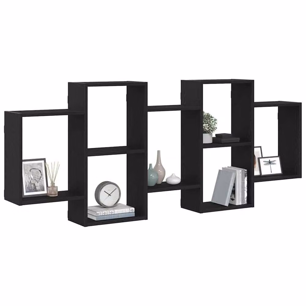 Berkfield Home Wall Mounted Shelf in Black Oak, W/D/H: 159 x 18 x 65 cm – 3