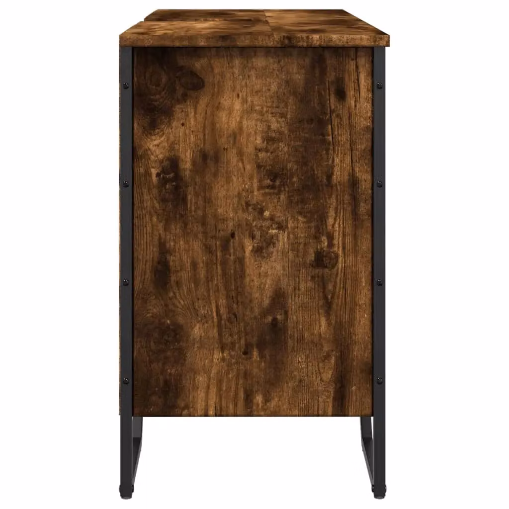Berkfield Home Bathroom Sink Cabinet in Smoked Oak, W/D/H: 91 x 35 x 60 cm – 4