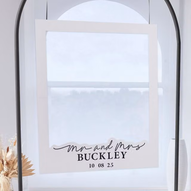 Club Green Monochrome Mr & Mrs Customisable Rectangular Tabletop Photoframe in Green, White and Multicolour