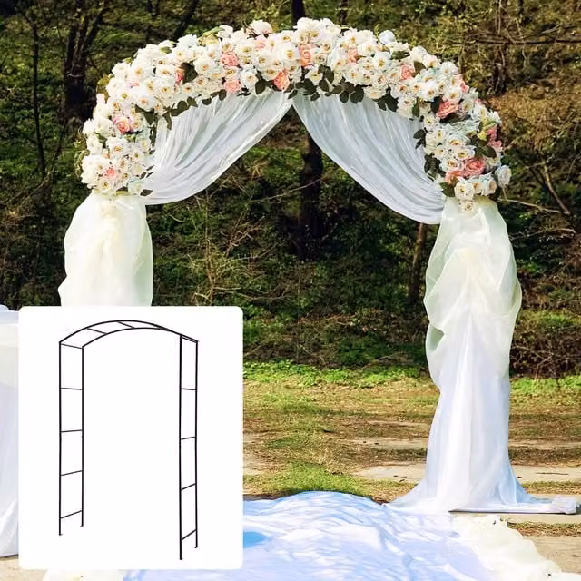 COSTWAY Metal Garden Arch Arbor Trellis in Black, Height: 230 cm