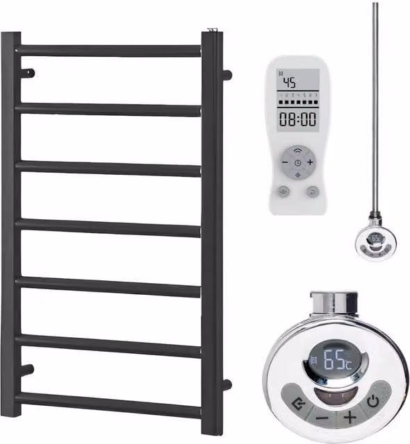 Sola Alpine Dual Fuel Thermostatic Heated Towel Rail, Anthracite