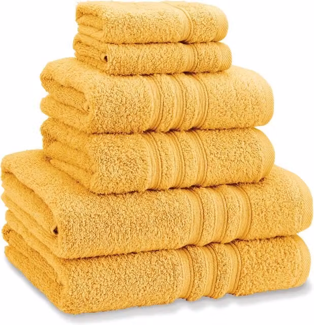 Catherine Lansfield 6 Piece Zero Twist Cotton Towel Bale Set in Ochre Yellow