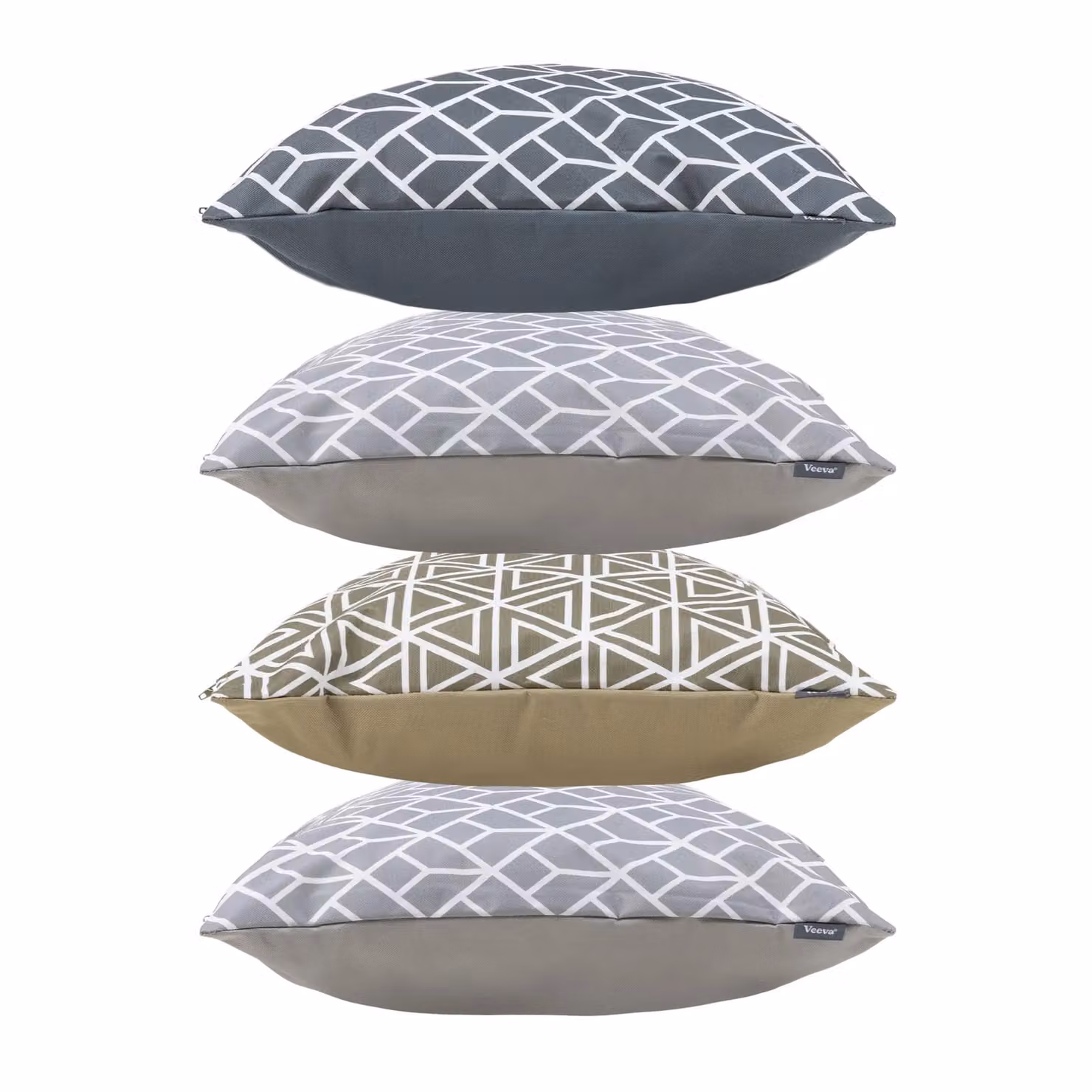 Bean Bag Bazaar Geo Collection Outdoor Cushion Set of 4, Multicolour Grey, W/D/H: 43 x 43 x 43 cm – 1