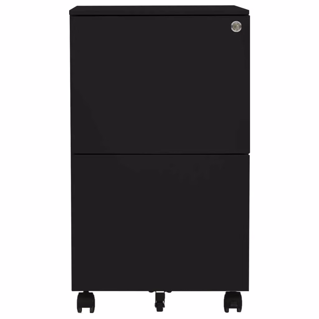 Berkfield Home Mobile File Cabinet in Black Steel, W/D/H: 39 x 45 x 67 cm – 2