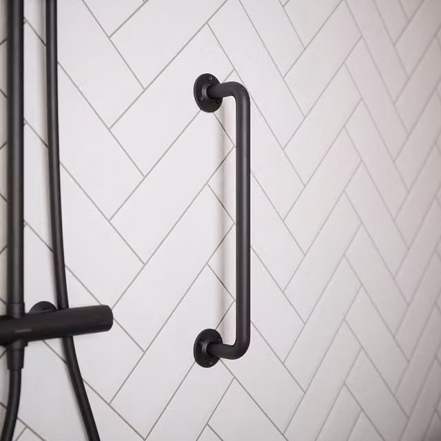 Rothley Matt Black Steel Grab Rail, Length: 45.7 cm