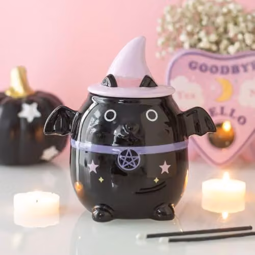 Something Different Wholesale Bat Cat Ceramic Oil Burner in Black and Purple – 2