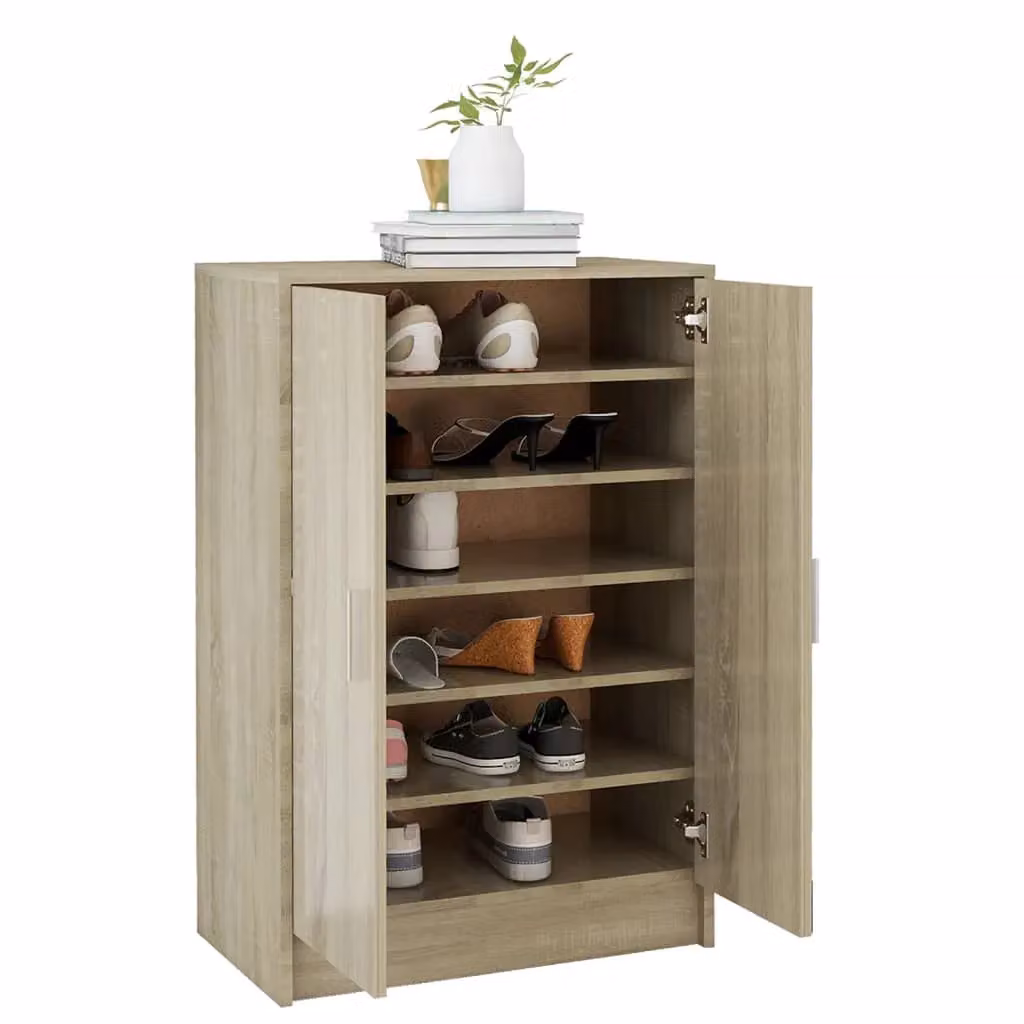 Berkfield Home Sonoma Oak Shoe Cabinet in Brown, W/D/H: 60 x 35 x 92 cm – 2