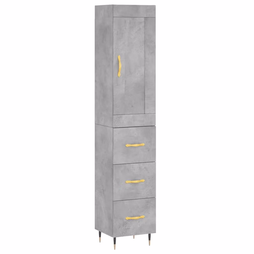 Berkfield Home Modern Highboard in Concrete Grey with Hinged Doors and Internal Shelves, W/D/H: 34.0 x 34.5 x 180 cm – 2